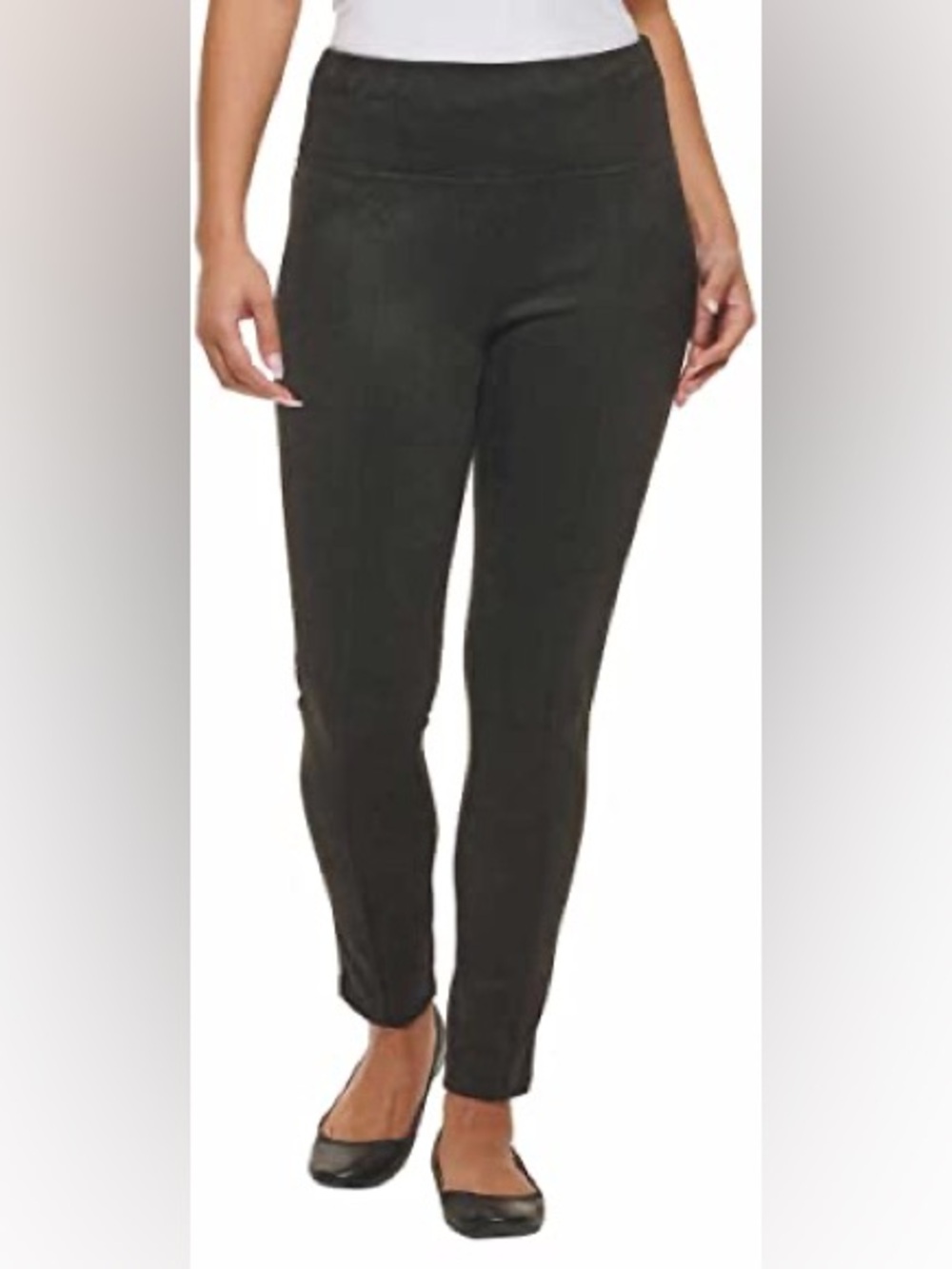 Andrew Marc Faux Suede Black Pull-on Pant, NWT, Size L